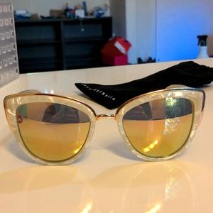 Quay white reflective cat eye sunglasses